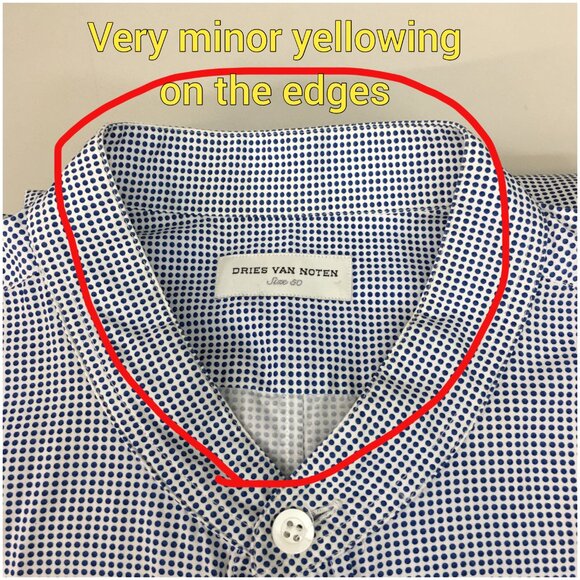 Dries Van Noten Band Collar Lightweight Shirt Dotted Pattern Long Sleeve Size 50 - Picture 3 of 9